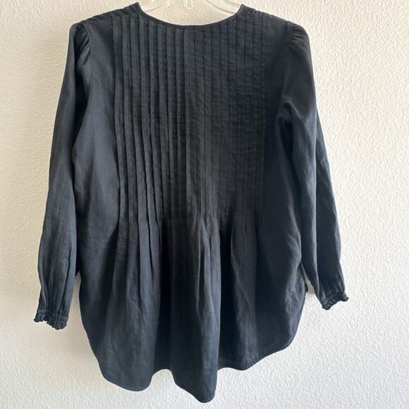 Raquel Allegra Black Cotton Pintuck Blouse 0 Small - Picture 6 of 9